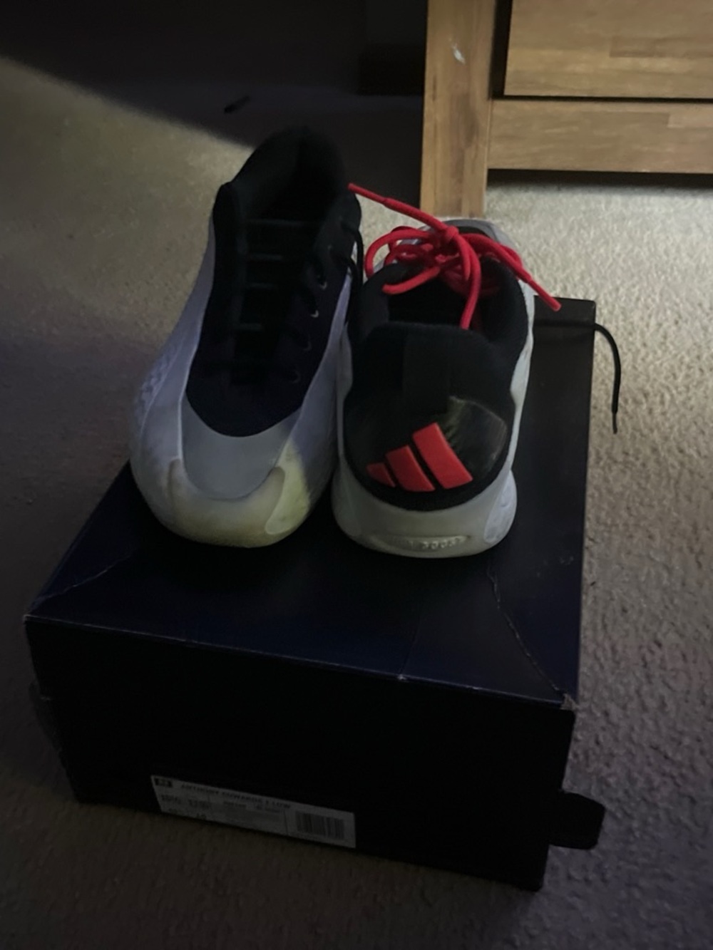 Flexible with price Adidas' White and Black Athletic Shoes with Red Accents